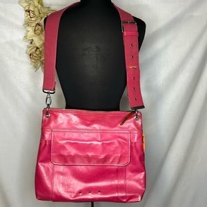 Vintage parcel pink vegan leather messenger bag